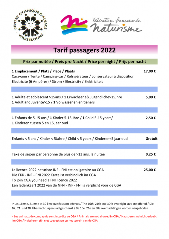 Cga tarifs passagers 2022